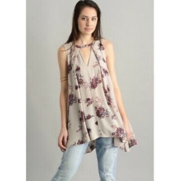 Free People Tree Swing Tunic Dress Washed Stone Floral Combo Size X-Small - Picture 4 of 13
